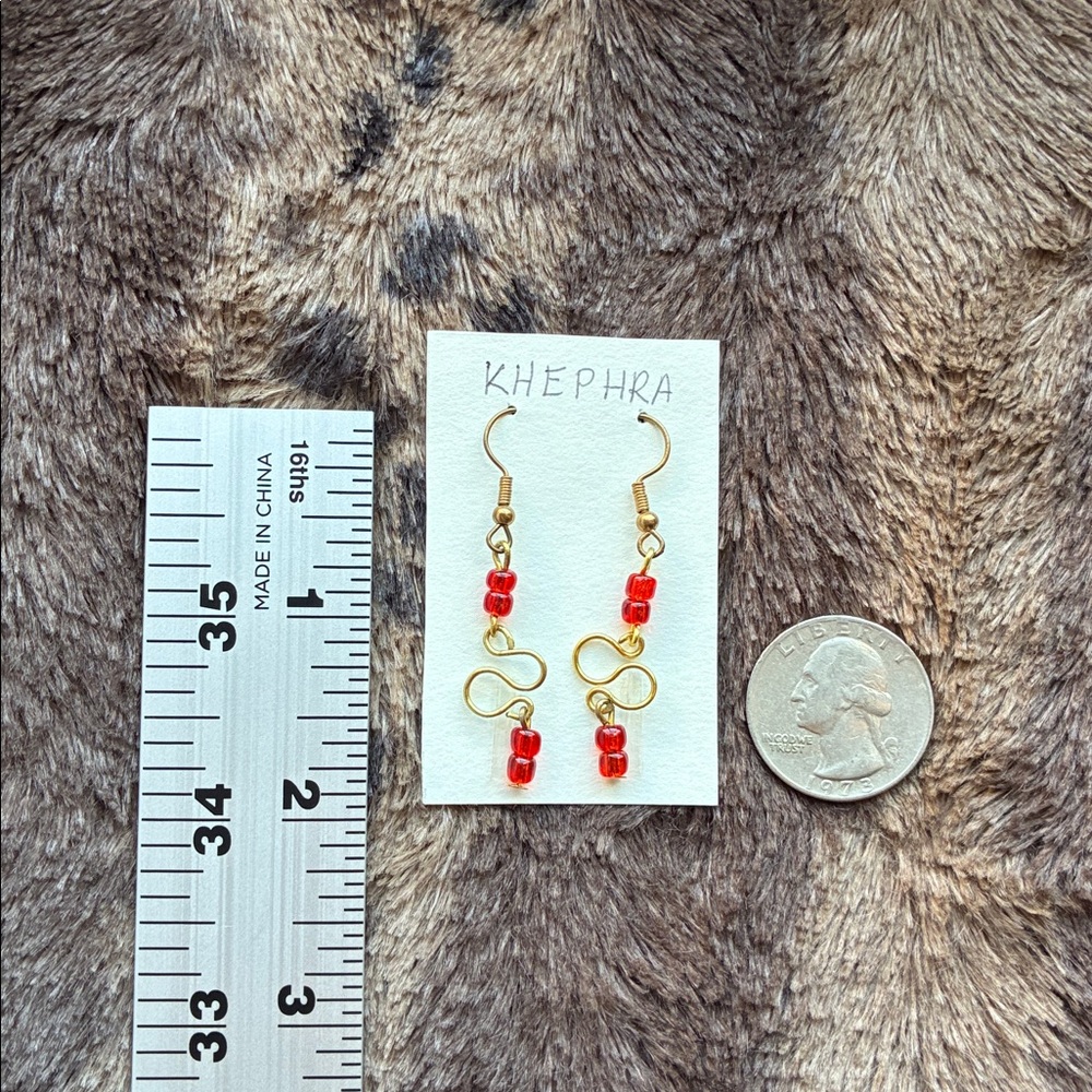 Red Infinity Earrings Handmade - Picture 6 of 15